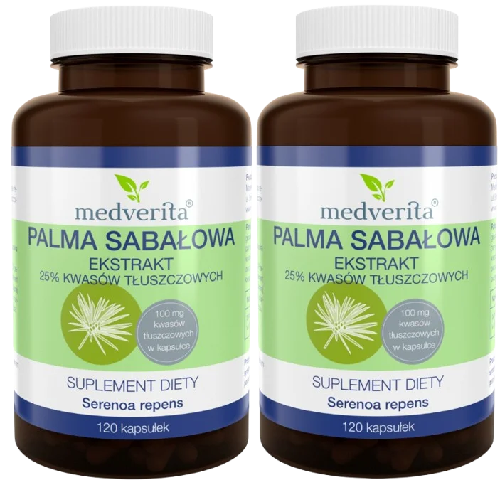 Экстракт пальмы сабаль Medverita Saw Palmetto 400 мг, для мужчин, 2 упаковки по 120 капсул