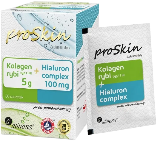 Коллаген рыбный Aliness proSkin 5 г с гиалуроновой кислотой, апельсин, 30 саше