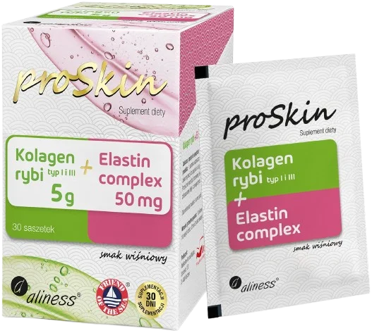 Рыбий коллаген Aliness proSkin 5 г с эластином, для кожи, вишня, 30 саше