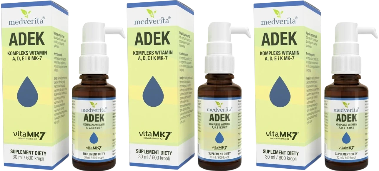 Витамины A, D3, E, K2 Medverita ADEK, с ретинолом, капли, 3 флакона по 30 мл