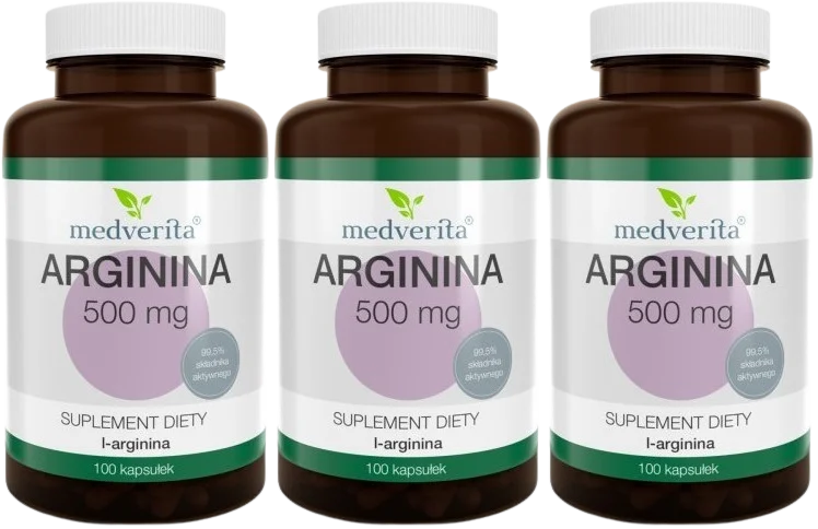L-аргинин Medverita Arginine 500 мг, 3 упаковки по 100 капсул