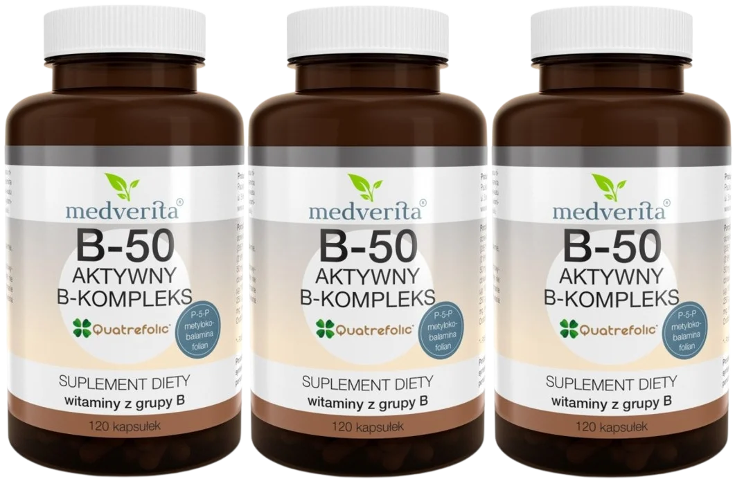 Витамины группы B Medverita B-50 Complex, 3 упаковки по 120 капсул