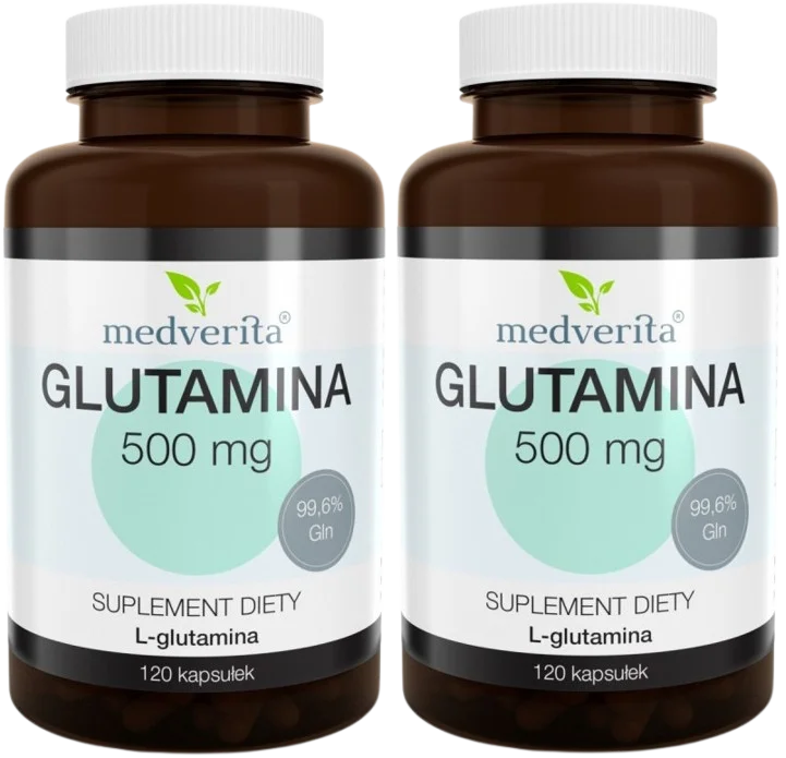 L-глютамин Medverita Glutamine 500 мг, 2 упаковки по 120 капсул