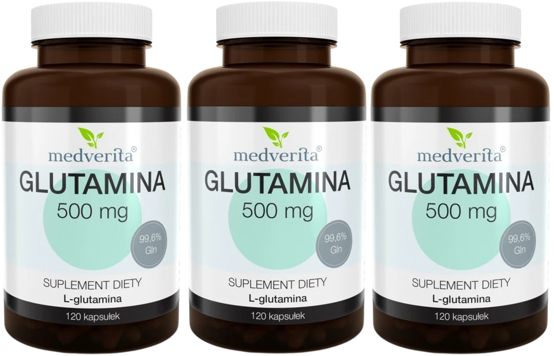 L-глютамин Medverita Glutamine 500 мг, 3 упаковки по 120 капсул