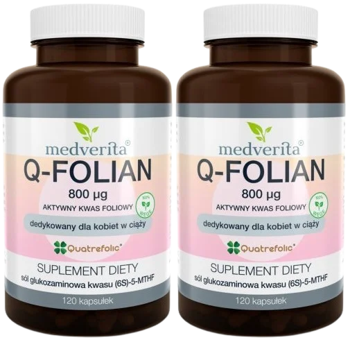 Фолат Medverita Q-Folian Quatrefolic 800 мкг, 2 упаковки по 120 капсул