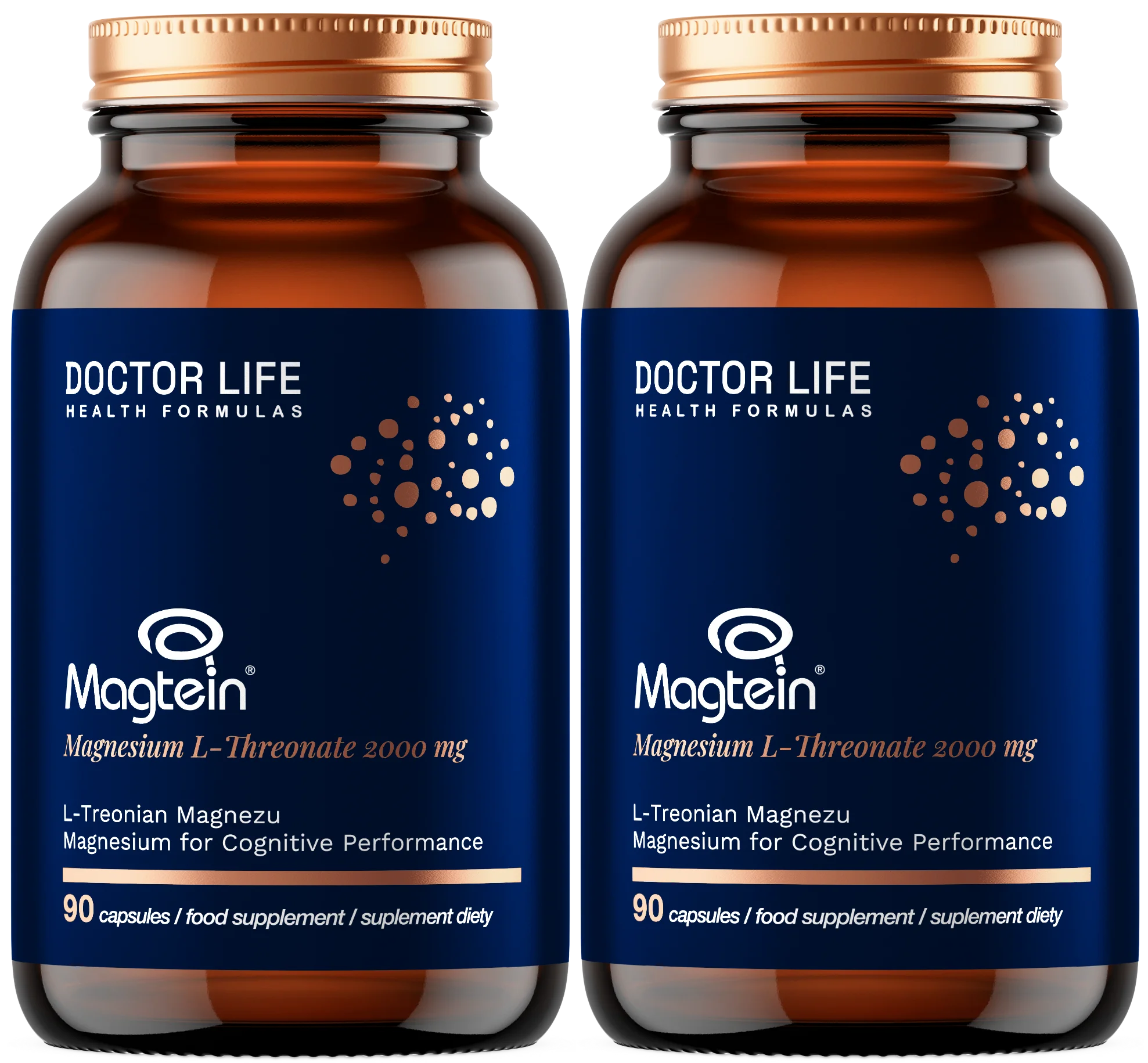 Магний Doctor Life Magtein, L-треонат 2000 мг, для памяти и концентрации, набор 2 упаковки по 90 капсул
