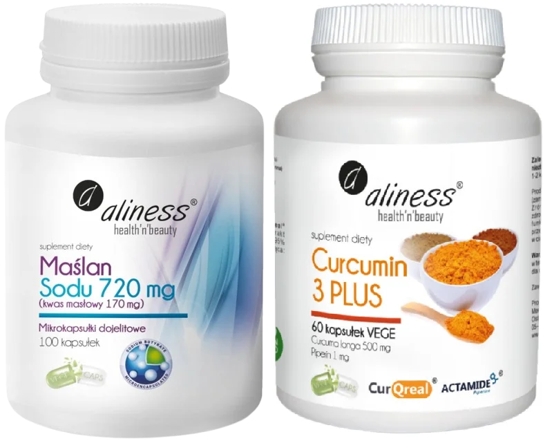Набор Aliness бутират натрия 720 мг и Curcumin 3 Complex с пиперином, капсулы