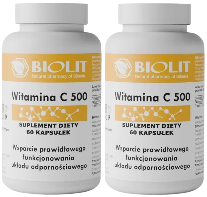 Витамин C Biolit 500 мг, набор 2 упаковки по 60 капсул