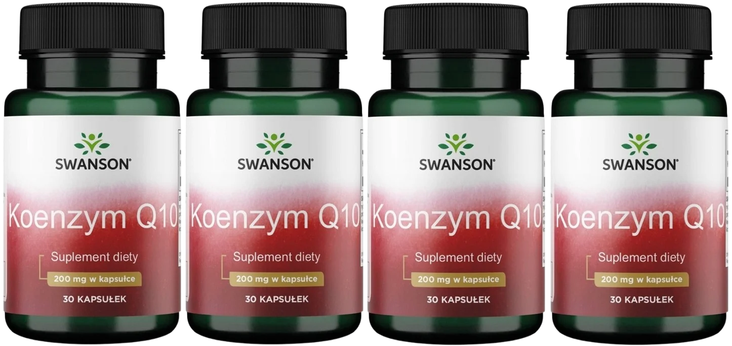 Коэнзим Q10 Swanson CoQ10 200 мг, для сердца и сосудов, 4 упаковки по 30 капсул