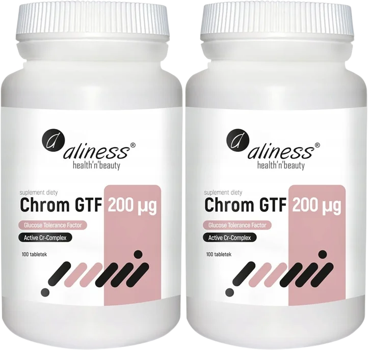 Хром Aliness GTF Active Cr-Complex 200 мкг, 2 упаковки по 100 таблеток