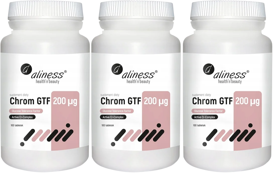 Хром Aliness GTF Active Cr-Complex 200 мкг, 3 упаковки по 100 таблеток