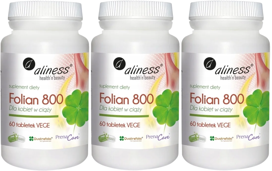 Фолат Aliness Quatrefolic 800 мкг, для беременных и кормящих, 3 упаковки по 60 таблеток