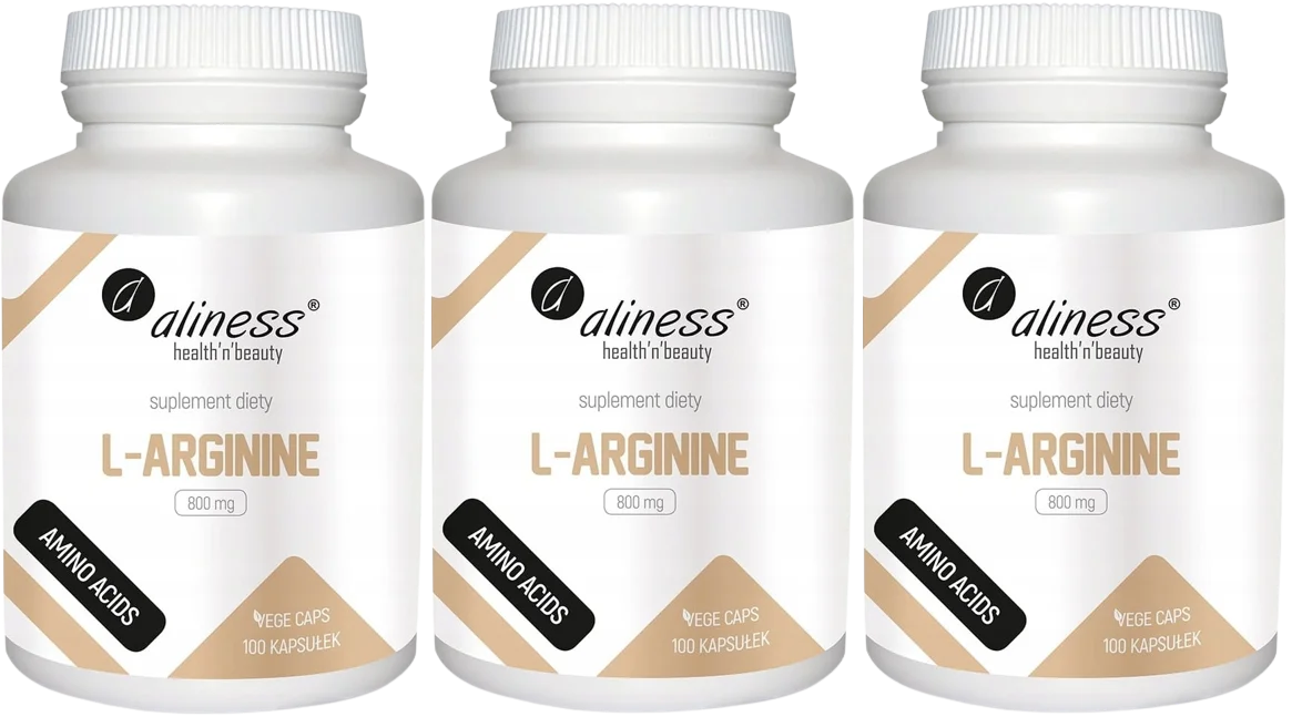 L-аргинин Aliness L-Arginine 800 мг, растительные капсулы, 3 упаковки по 100 шт