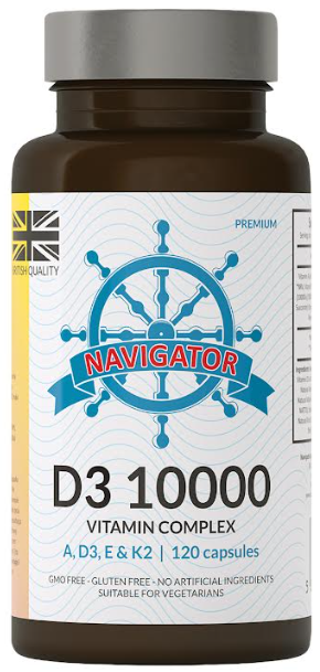 Витамин D3 Navigator D3 10000 Complex, с витаминами A, E и K2 MK-7, 120 капсул