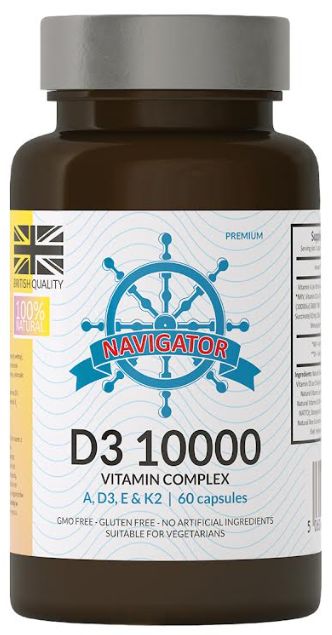 Витамин D3 Navigator D3 10000 Complex, с витаминами A, E и K2 MK-7, 60 капсул