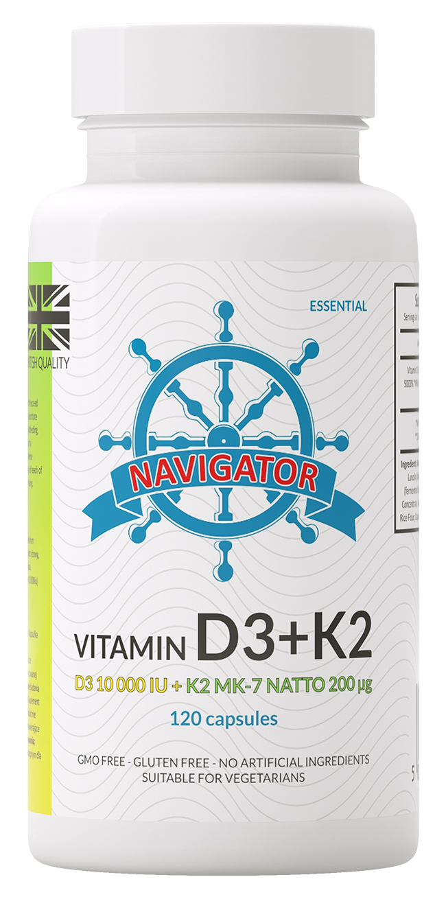 Витамин D3 + K2 Navigator 10000 МЕ + 200 мкг, K2 MK-7, 120 капсул