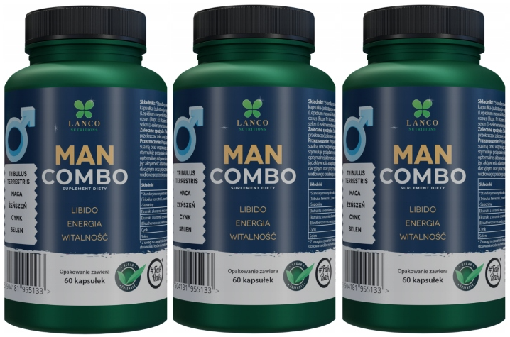 Комплекс для мужчин Lanco Nutritions Man Combo, либидо и энергия, 3 упаковки по 60 капсул