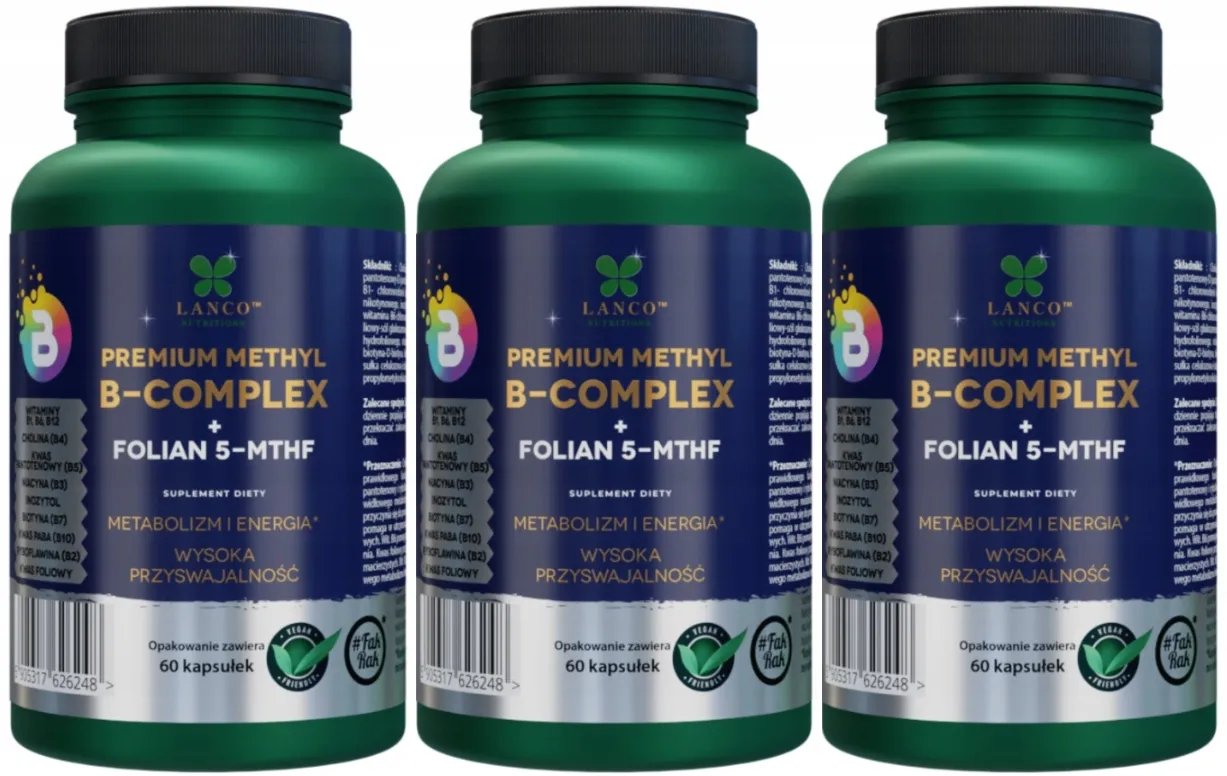 Витамины группы B Lanco Nutritions Premium Methyl B Complex, с фолатом 5-MTHF, 3 упаковки по 60 капсул