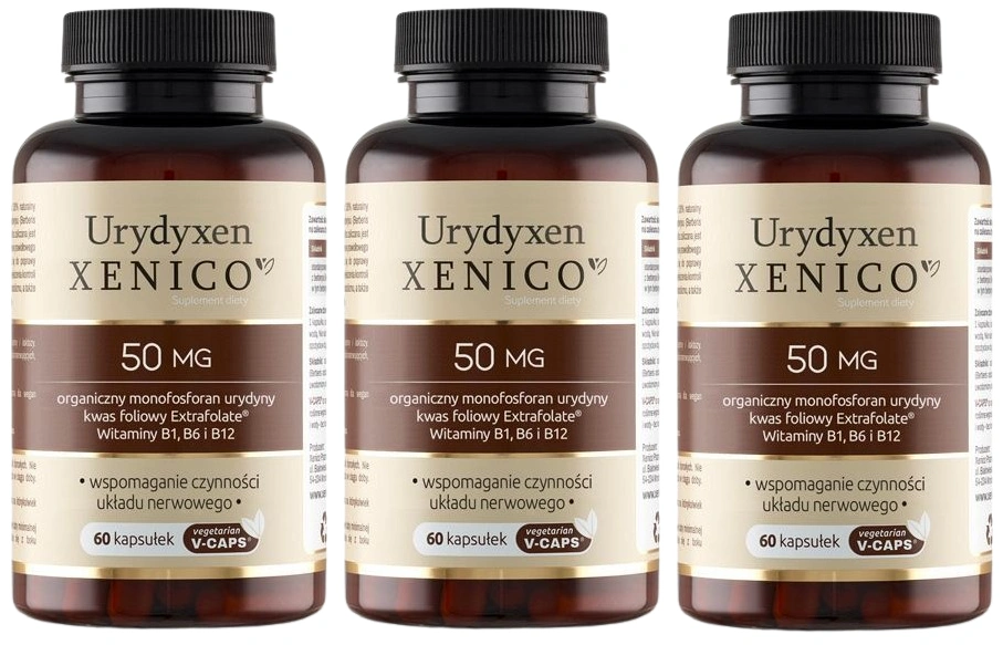 Уридинмонофосфат Xenico Urydyxen, с витаминами группы B, для нервной системы, 3 упаковки по 60 капсул