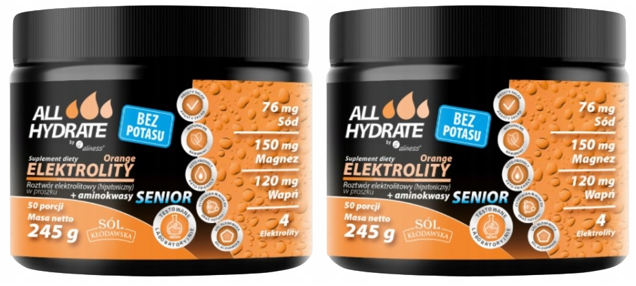Электролиты Aliness ALLHydrate Senior, с аминокислотами, без калия, порошок, 2 упаковки