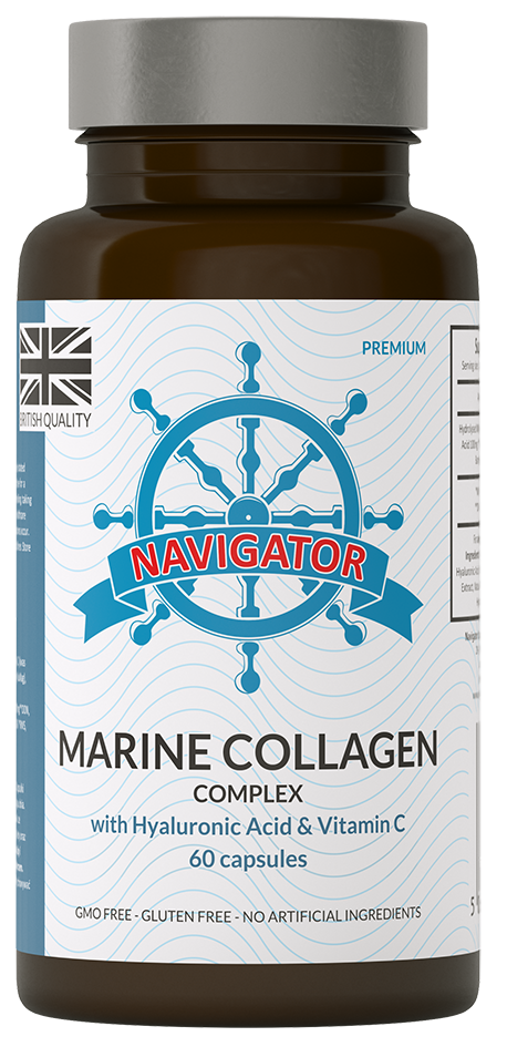 Коллаген Navigator морской 500 мг, с гиалуроновой кислотой и витамином C, 60 капсул