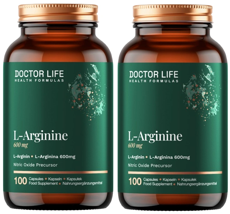 L-аргинин Doctor Life, 600 мг, для кровообращения, набор 2 упаковки по 100 капсул