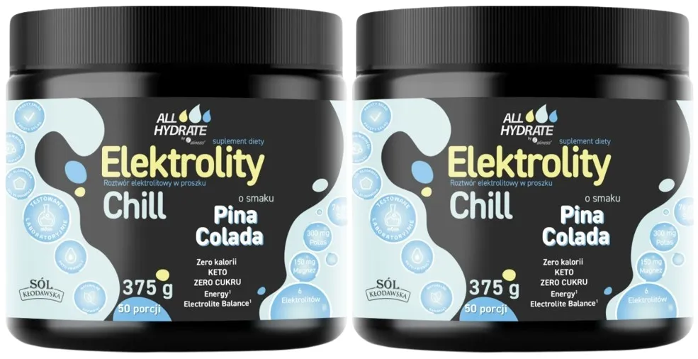 Электролиты Aliness ALLHydrate Chill, с аминокислотами, вкус пина колада, порошок, 2 упаковки по 375 г