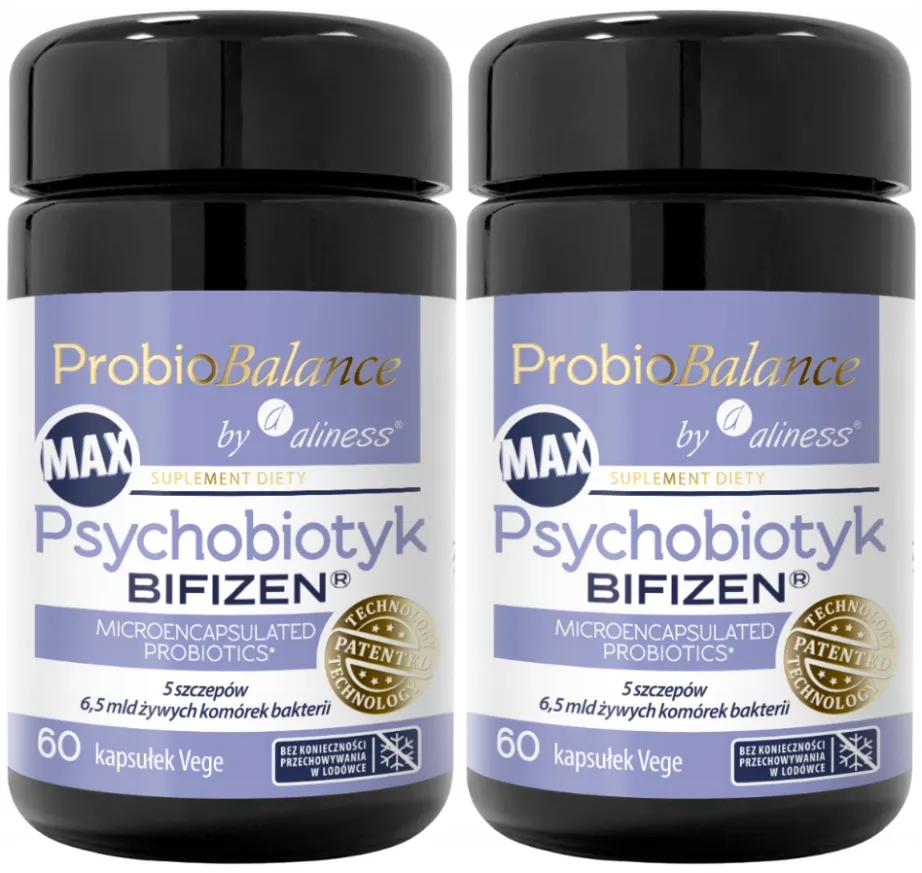 Пробиотик Aliness ProbioBalance Bifizen Max, психобиотик, 2 упаковки по 60 капсул
