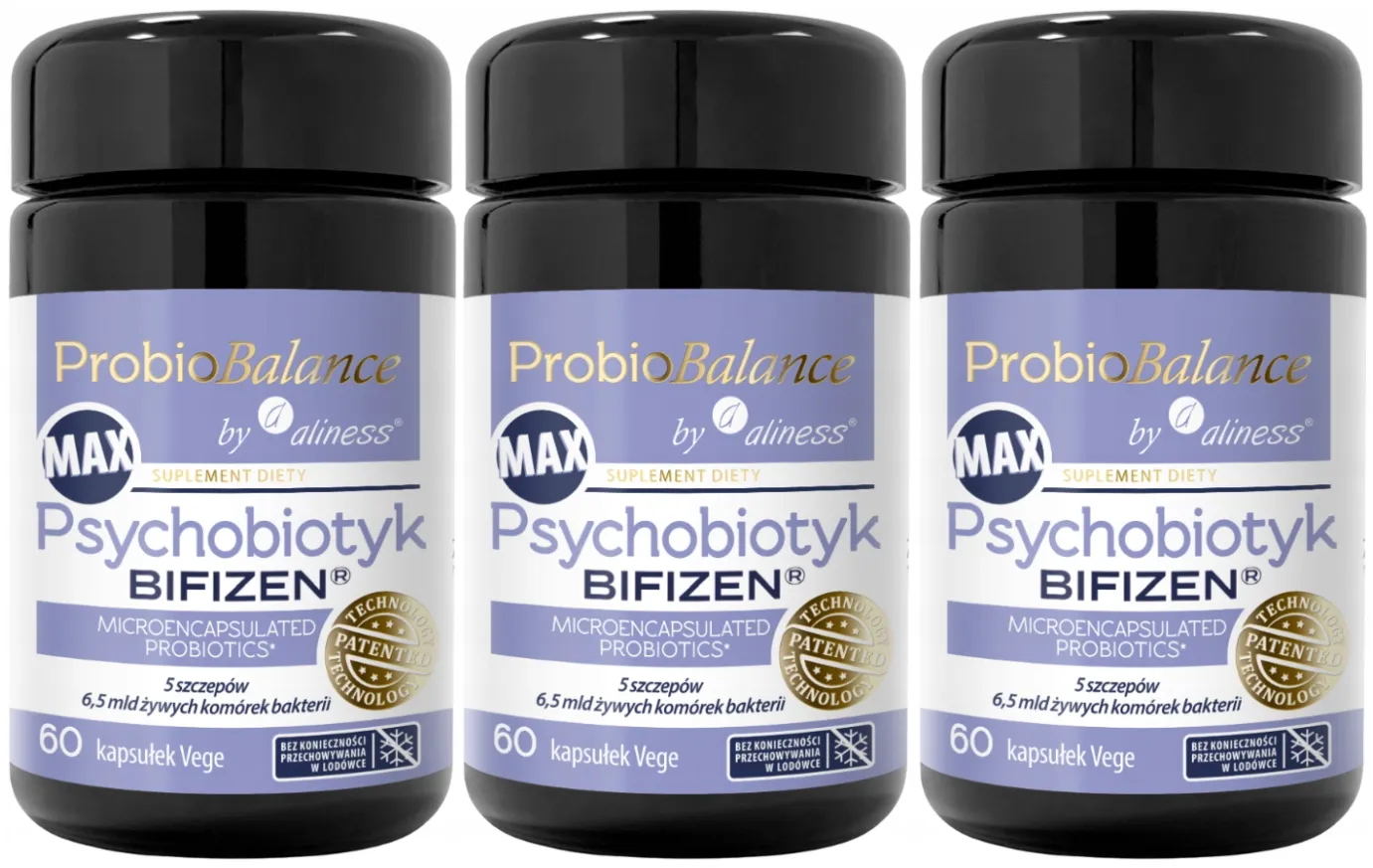 Пробиотик Aliness ProbioBalance Bifizen Max, психобиотик, 3 упаковки по 60 капсул