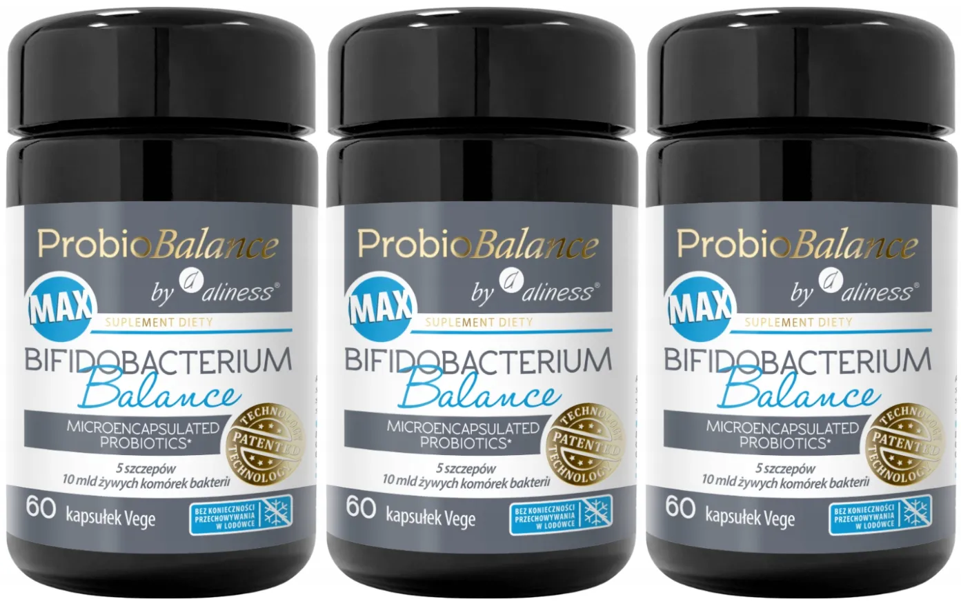 Пробиотик Aliness ProbioBalance Bifidobacterium Balance Max, 5 штаммов, 3 упаковки по 60 капсул