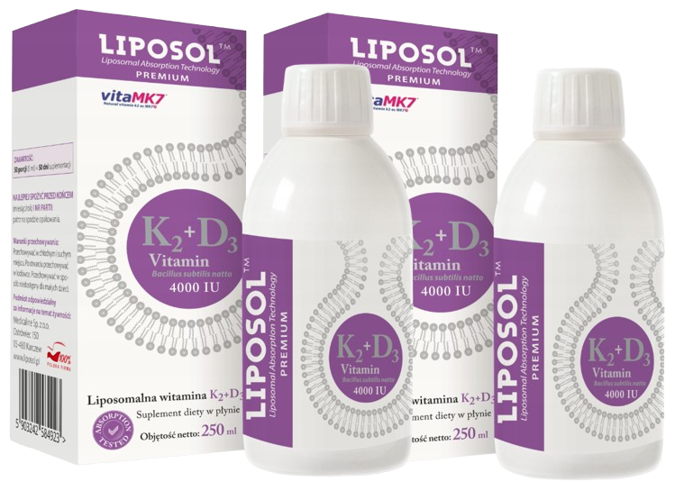 Витамин K2 и D3 Liposol K2 100 мкг и D3 4000 МЕ, липосомальные, жидкость, 2 упаковки по 250 мл