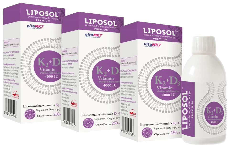 Витамин K2 и D3 Aliness Liposol, 100 мкг и 4000 МЕ, липосомальные, жидкость, 3 флакона по 250 мл