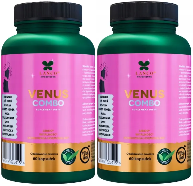 Комплекс для женщин Lanco Nutritions Venus Combo, с цинком, 2 упаковки по 60 капсул