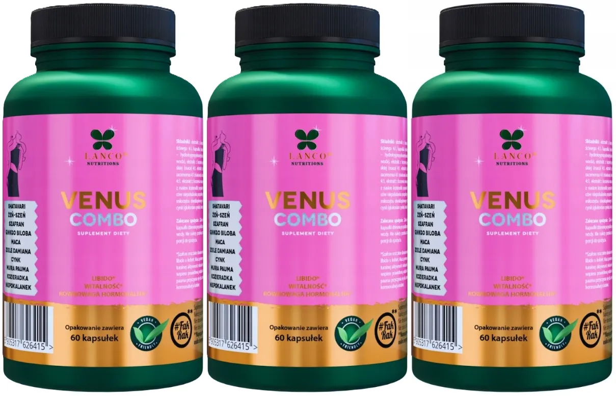 Комплекс для женщин Lanco Nutritions Venus Combo, с цинком, 3 упаковки по 60 капсул