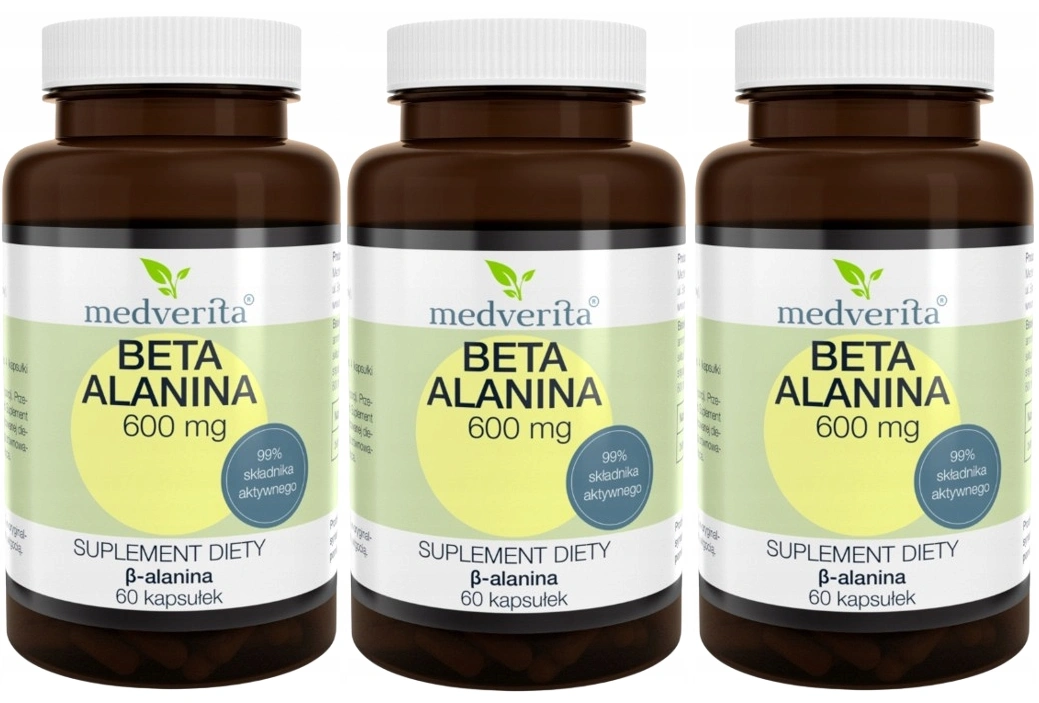 Бета-аланин Medverita Beta Alanine 600 мг, 3 упаковки по 60 капсул
