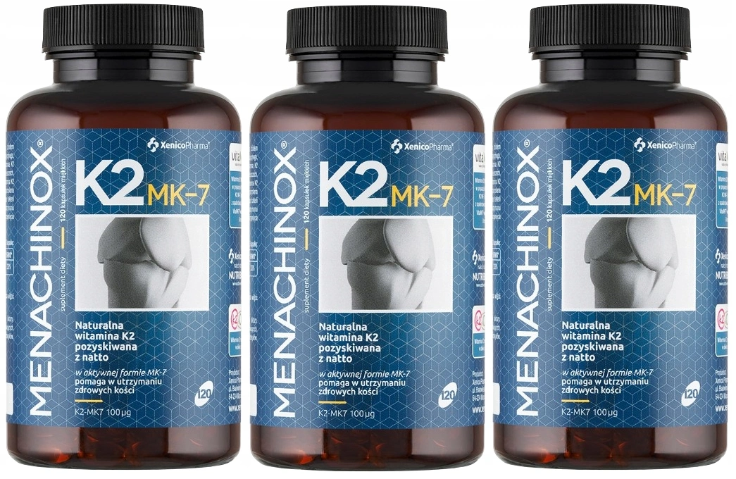 Витамин K2 Xenico Menachinox K2 MK-7 100 мкг, мягкие капсулы, 3 упаковки по 120 капсул