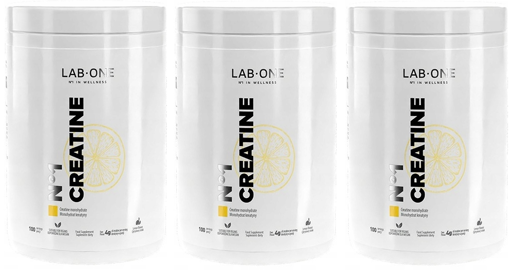 Креатин Lab One N1 Creatine Monohydrat, микронизированный, порошок, лимон, 3 упаковки по 500 г
