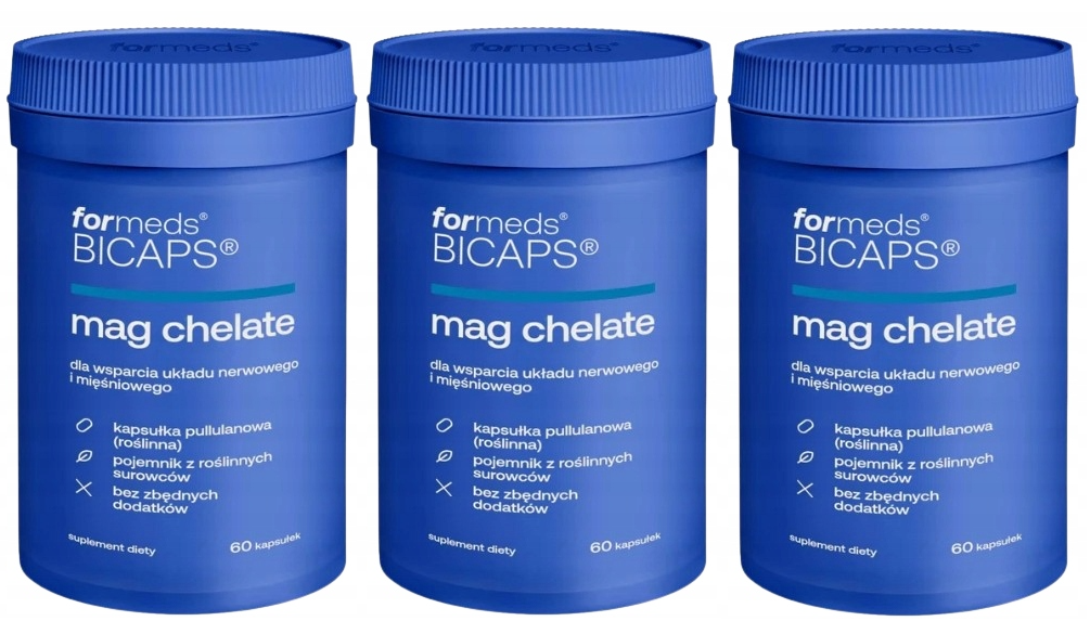 Магний ForMeds Bicaps Mag Chelate, диглицинат, набор 3 упаковки по 60 капсул