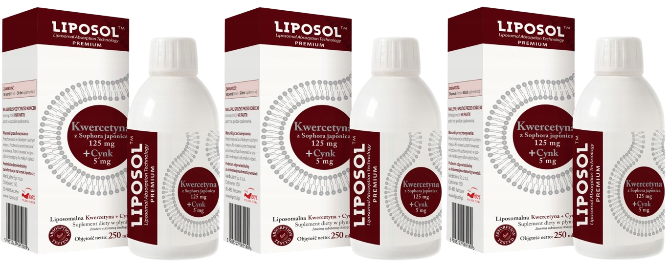 Кверцетин Medicaline Liposol 125 мг, с цинком 5 мг, липосомальный, жидкость, 3 флакона по 250 мл