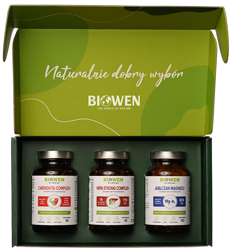 Подарочный набор добавок Biowen для папы, Cardiovita Complex+, Hepa Strong и магний, 2 набора