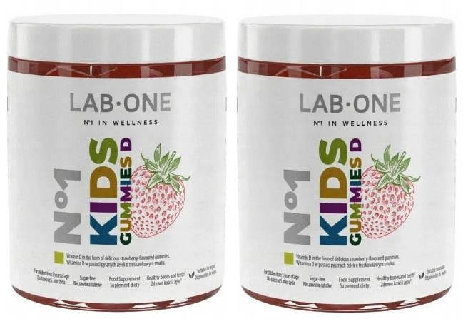 Витамин D для детей Lab One N1 Kids Gummies D 1000 МЕ, клубника, мармеладки, набор 2 упаковки по 60 шт
