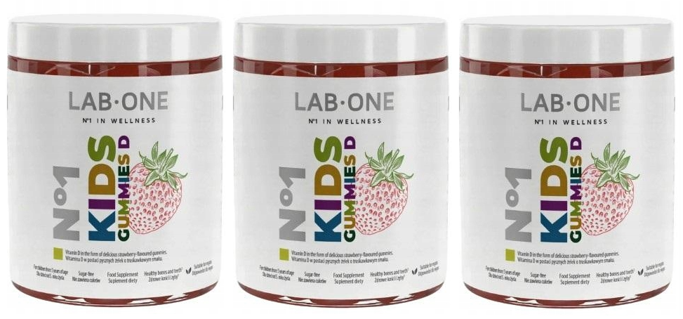 Витамин D для детей Lab One N1 Kids Gummies D 1000 МЕ, клубника, мармеладки, набор 3 упаковки по 60 шт