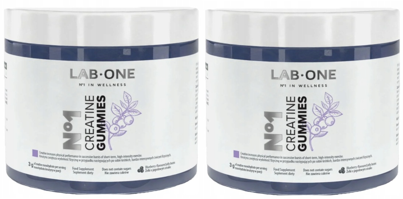 Креатин Lab One N1 Creatine Gummies, 3 г на порцию, жевательный мармелад, ягоды, 2 упаковки по 60 шт
