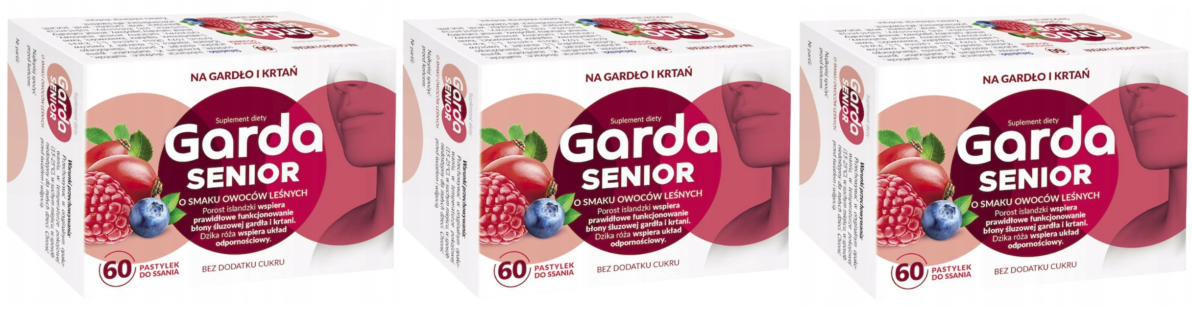 Пастилки для горла Salvum Garda Senior, исландский мох и витамин C, лесные ягоды, набор 3 упаковки