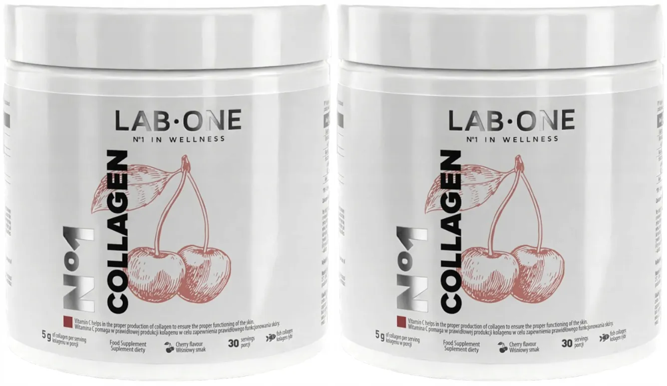 Коллаген рыбий Lab One N1 Collagen с витамином C и гиалуроновой кислотой, вишня, порошок, 2 упаковки по 198 г