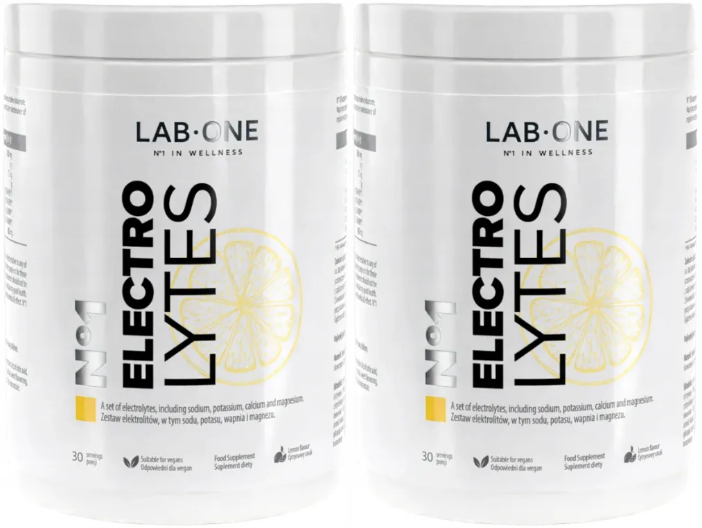 Электролиты Lab One N1 Electrolytes, натрий, калий, кальций и магний, порошок, лимон, 2 упаковки по 420 г