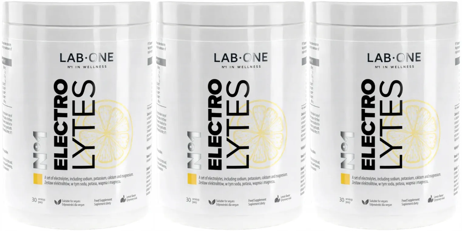 Электролиты Lab One N1 Electrolytes, натрий, калий, кальций и магний, порошок, лимон, 3 упаковки по 420 г