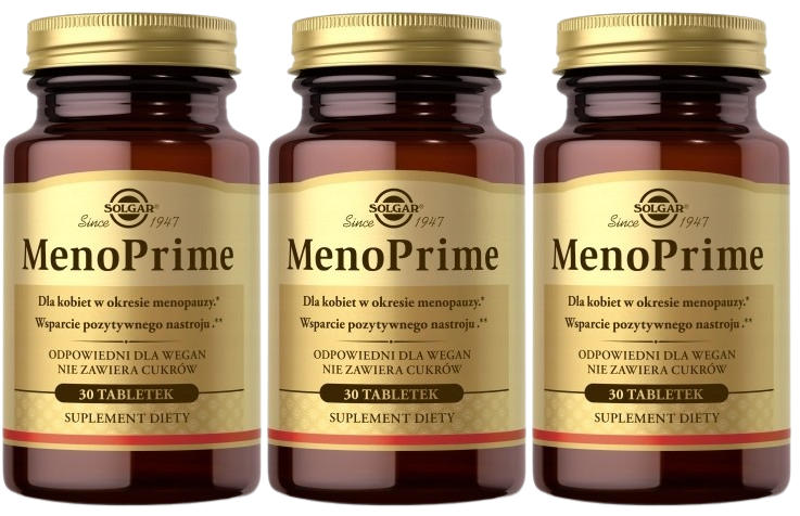 Комплекс для женщин Solgar Meno Prime, экстракт шафрана и ревеня, в период менопаузы, 3 упаковки по 30 таблеток
