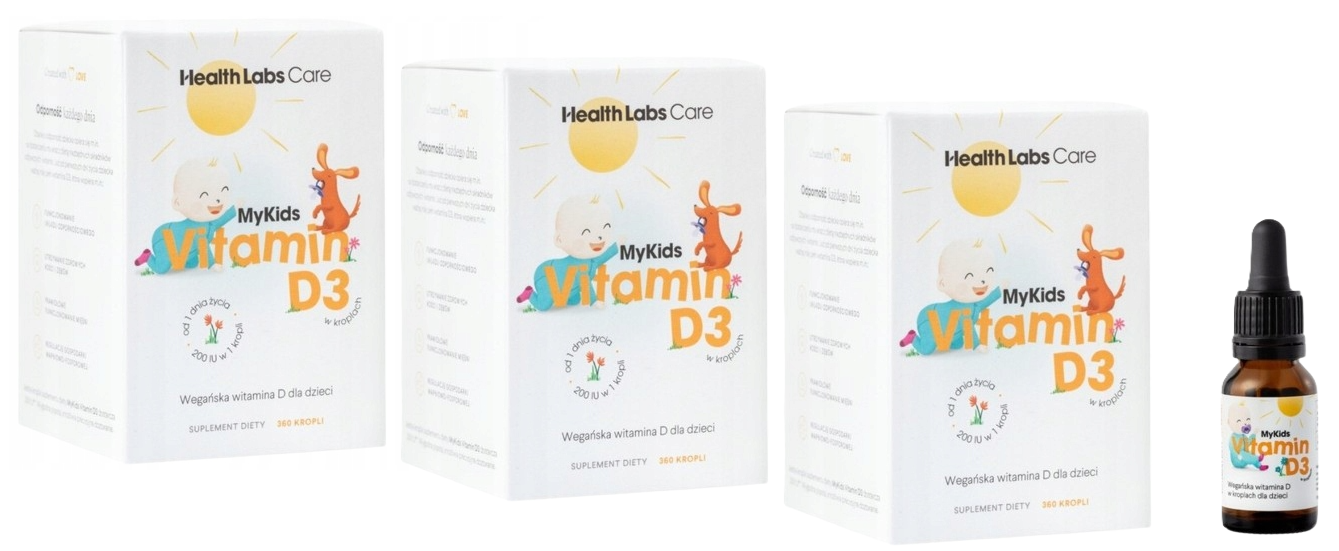 Витамин D3 для детей Health Labs Care MyKids, 200 МЕ, с рождения, капли, 3 флакона по 9,7 мл