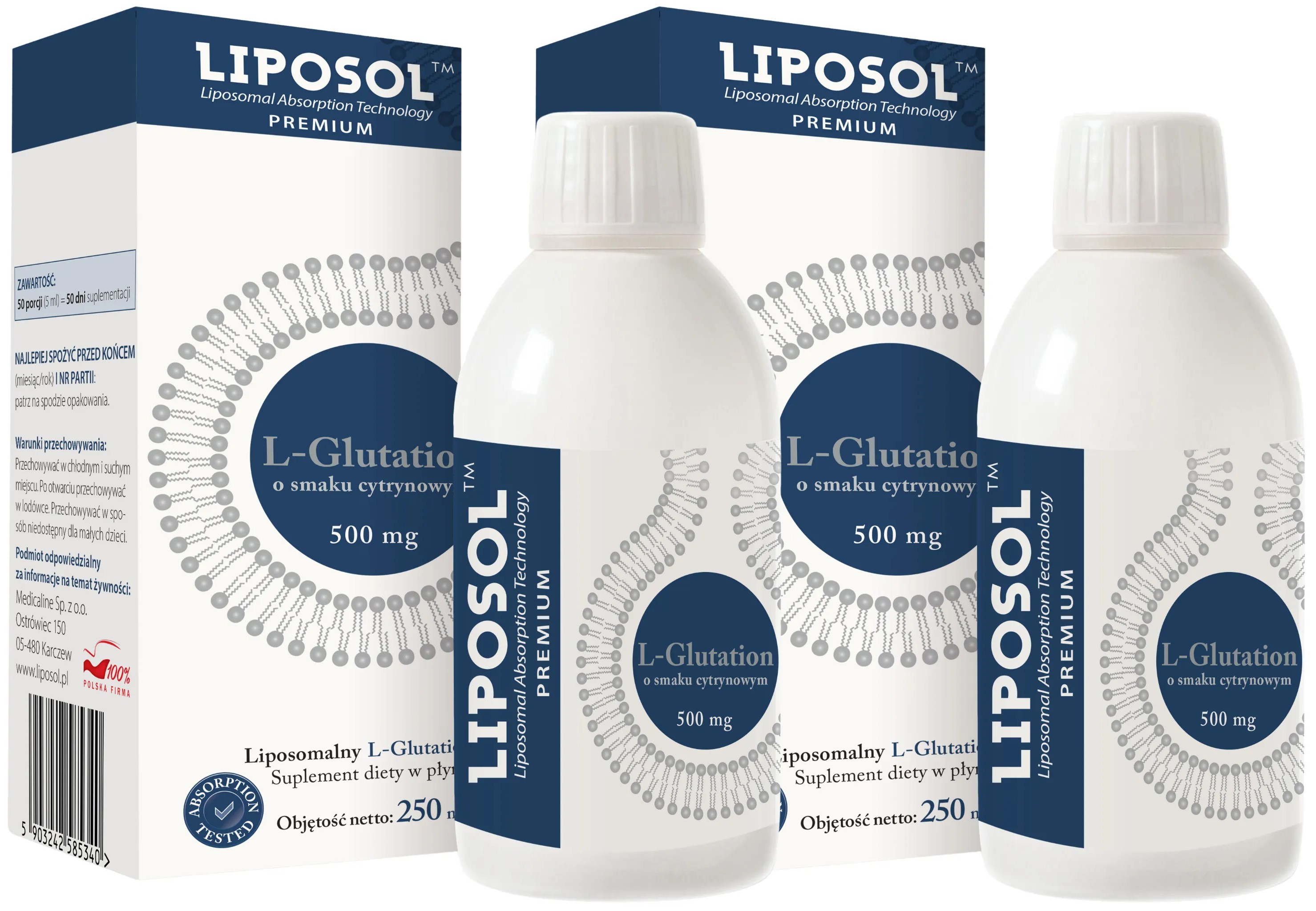Глутатион Liposol 500 мг, липосомальный, вкус лимон, жидкость, 2 упаковки по 250 мл